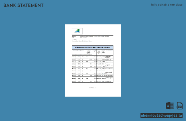 Beispiel für einen Kontoauszug der libanesischen Cedrus-Bank (Excel-Vorschau)